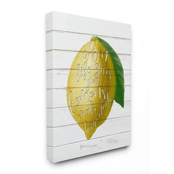 Stupell Home Décor Lemons to Lemonade Wood Textured Inspirational Word Design Canvas Wall Art by Ann Bailey