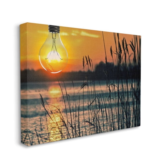 Stupell Home Décor Lightbulb Sun Lake Reeds Photograph Canvas Wall Art by Marcus Prime