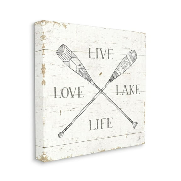 Stupell Home Décor Live Love Lake Life Oars Country Word Design Canvas Wall Art by Daphne Brissonnet