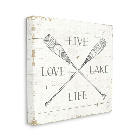 Stupell Home Décor Live Love Lake Life Oars Country Word Design Canvas Wall Art by Daphne Brissonnet