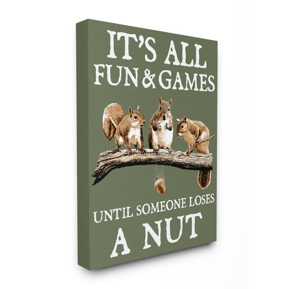 Stupell Industries Loses A Nut Funny Squirrel Animal Word Design Canvas Wall Art by RetroRocket