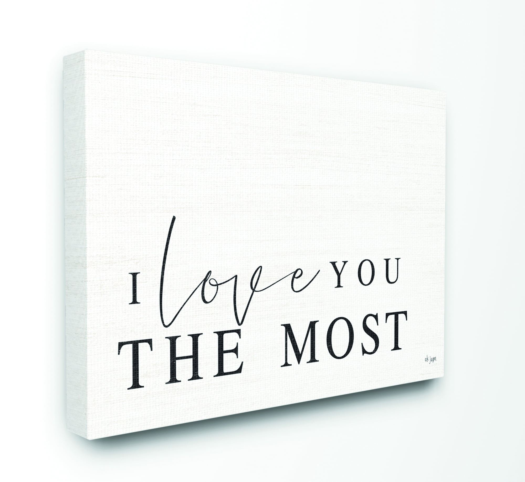 Stupell Home Décor Love the Most Black And White Family Word Design Canvas Wall Art by Jaxn Blvd.