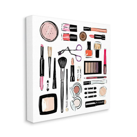 Stupell Home Décor Make Up Tools Beauty Glam Fashion Design Canvas Wall Art by Milli Villa