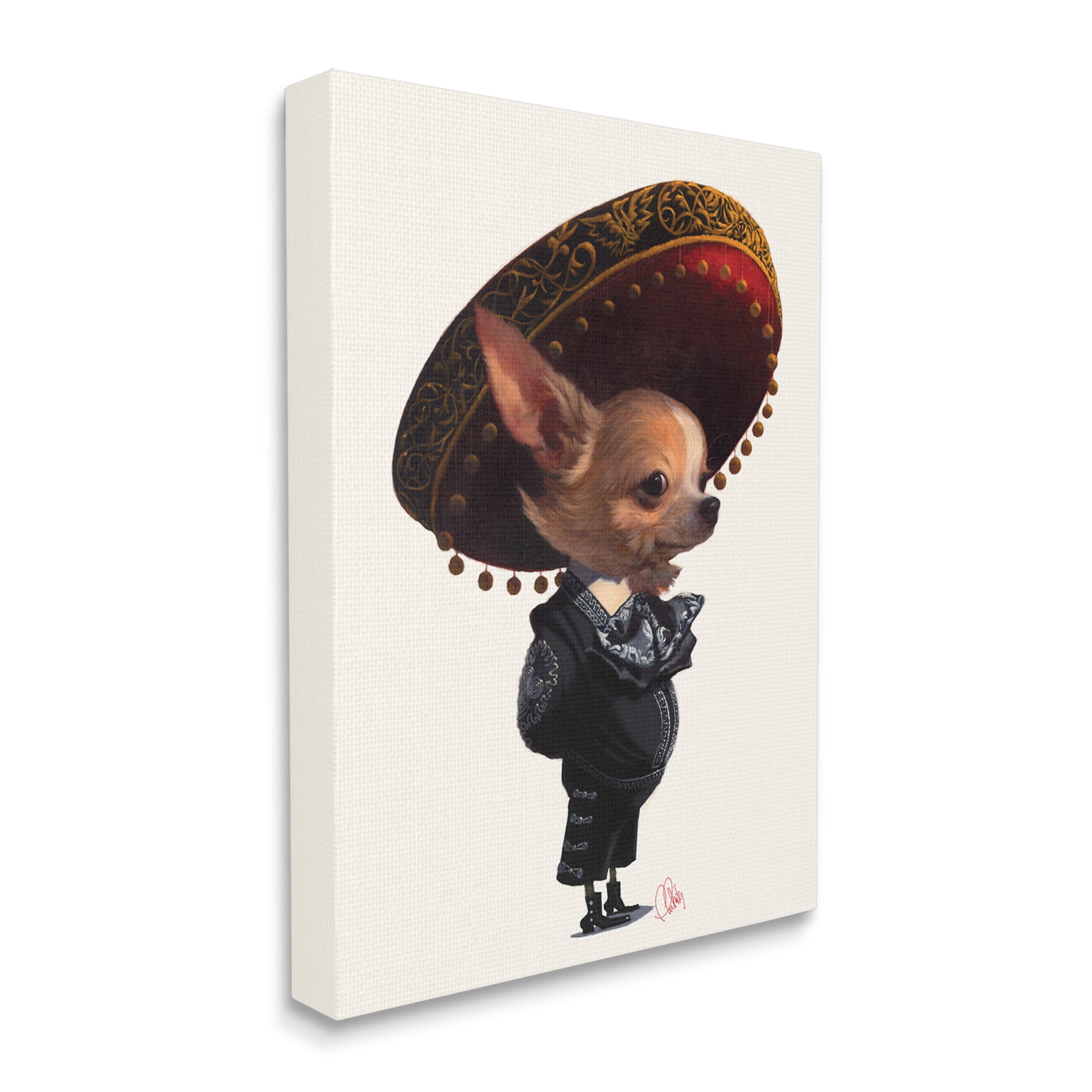 Stupell Home Décor Mariachi Chihuahua with Sombrero Adorable Pet Dog, 36 x 48, Designed by Thomas Fluharty