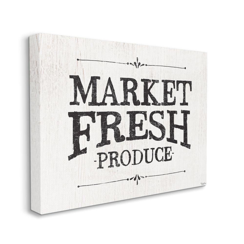 Stupell Home Décor Market Fresh Produce Wood Texture Farm Word Design Canvas Wall Art by Gigi Louise