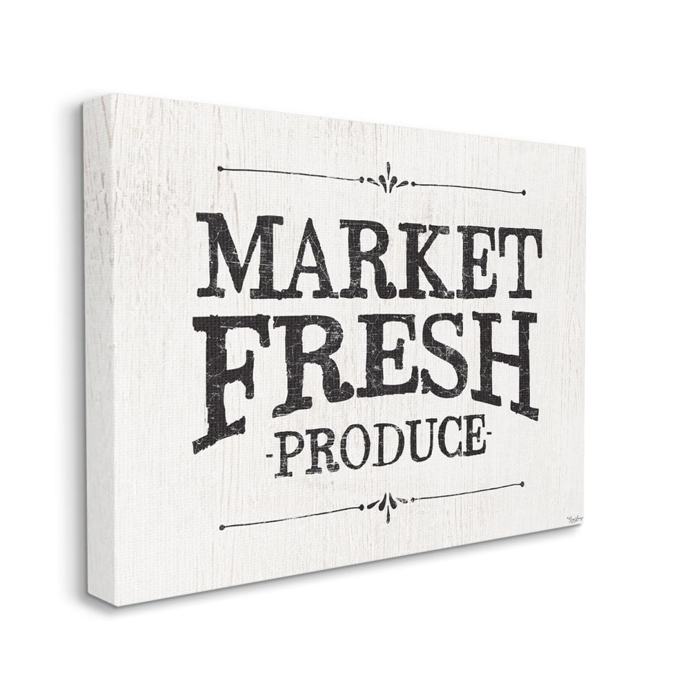 Stupell Home Décor Market Fresh Produce Wood Texture Farm Word Design Canvas Wall Art by Gigi Louise