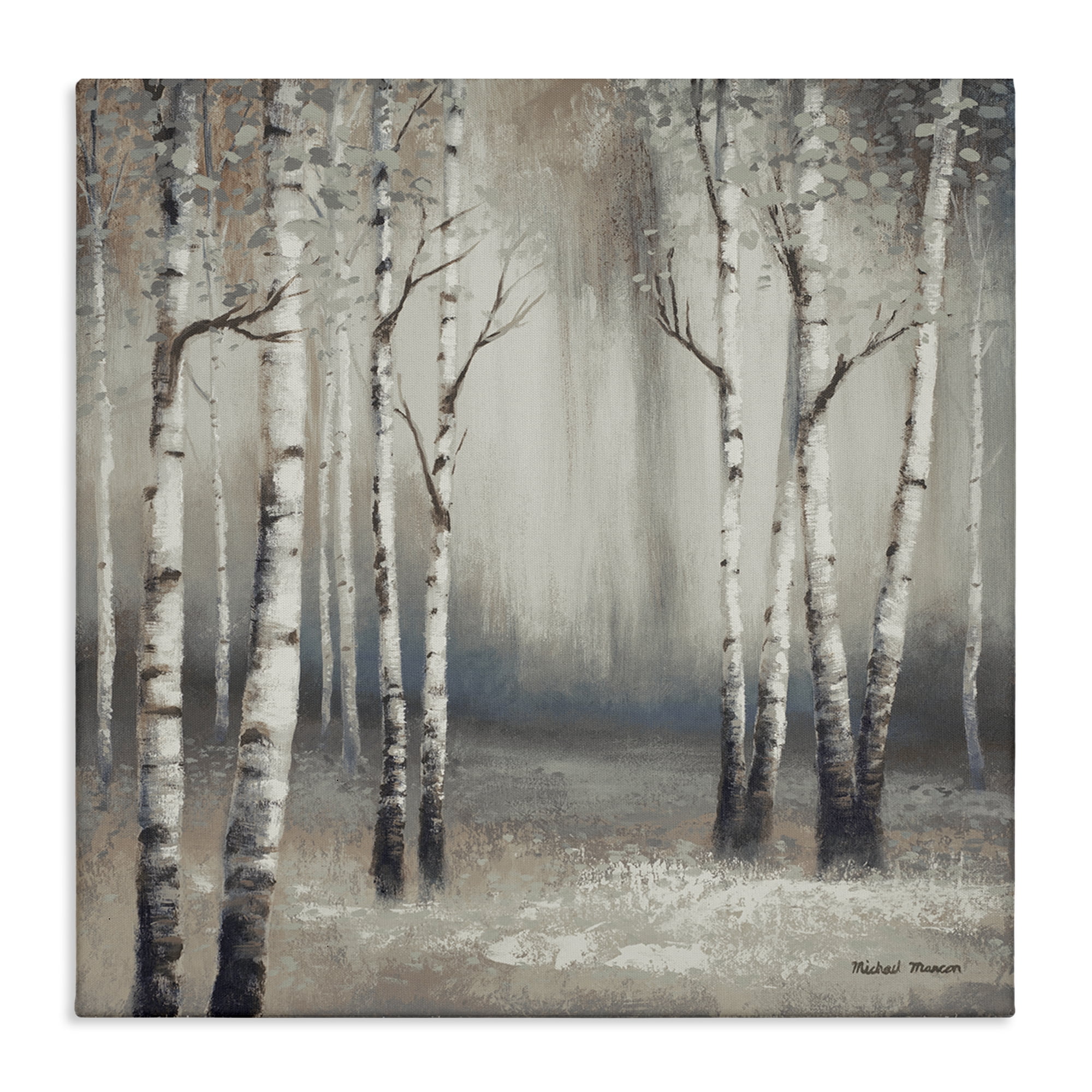 Misty Birch Tree Forest Landscape Canvas Art, 30 x 30