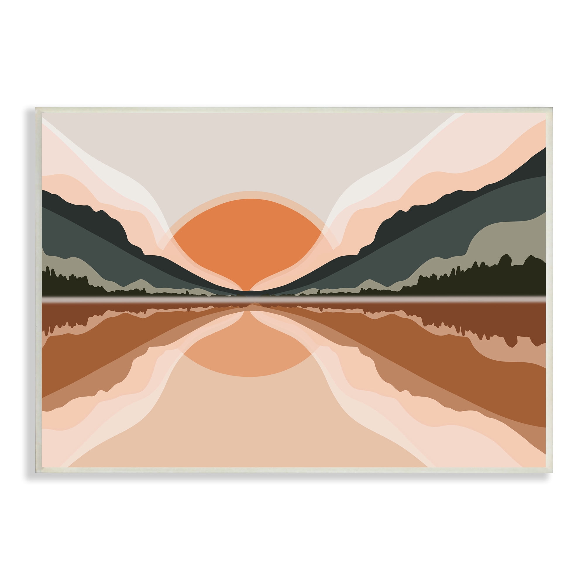 Stupell Home Décor Misty Sunrise Geometric Green Mountain Lake Reflection, 10 x 15, Designed by Ros Ruseva