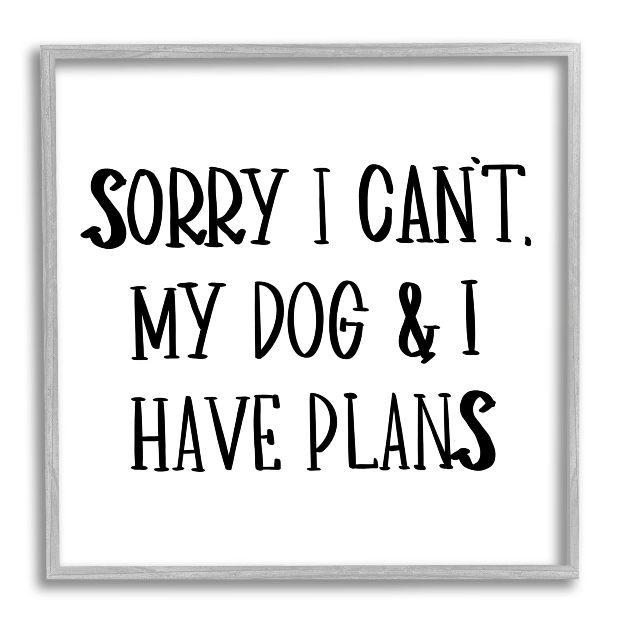 Stupell Home Décor My Dog And I Have Plans Pet Humor Phrase, 24 x 24, Designed by Sd Graphics Studio, Gray Frame