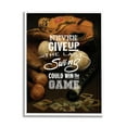 thumbnail image 1 of Stupell Home Décor Never Give Up Phrase Baseball Cards Glove Bat, 24 x 30, Designed by Art Licensing Studio, White Frame, 1 of 6