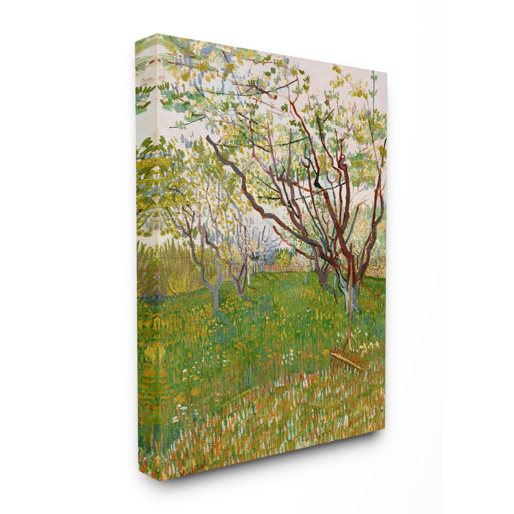 Stupell Home Décor Orchard Field Green Brown Classical Painting Canvas Wall Art by Vincent Van Gogh