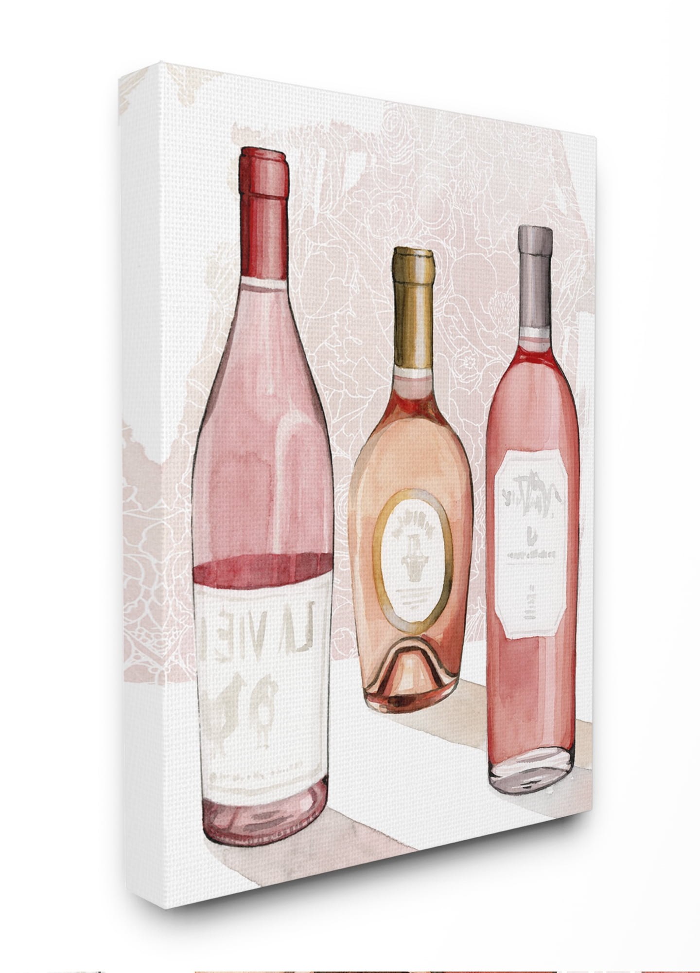 Stupell Home Décor Paris Drinks Pink Red Watercolor Painting Canvas Wall Art by Grace Popp