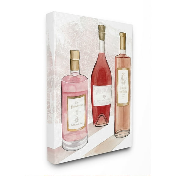 Stupell Home Décor Paris Drinks Red Pink Watercolor Painting Canvas Wall Art by Grace Popp