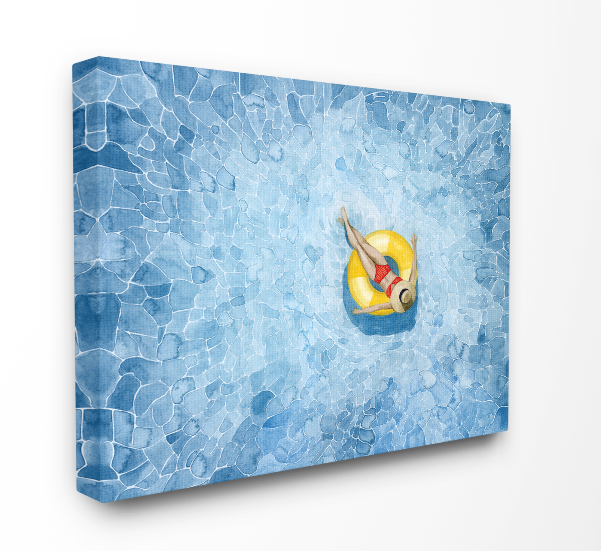 Stupell Home Décor Pool Floats Blue Yellow Watercolor Painting Canvas Wall Art by Grace Popp