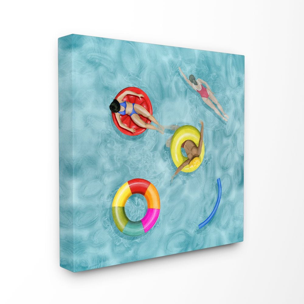 Stupell Home Décor Pool Floats Swimming Beach Summer Painting Canvas Wall Art by Grace Popp