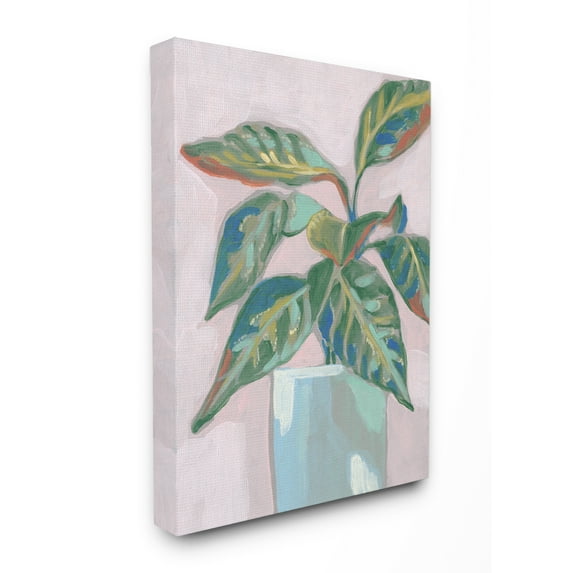 Stupell Home Décor Potted Plant Pink Green Painting Canvas Wall Art by Jennifer Goldberger