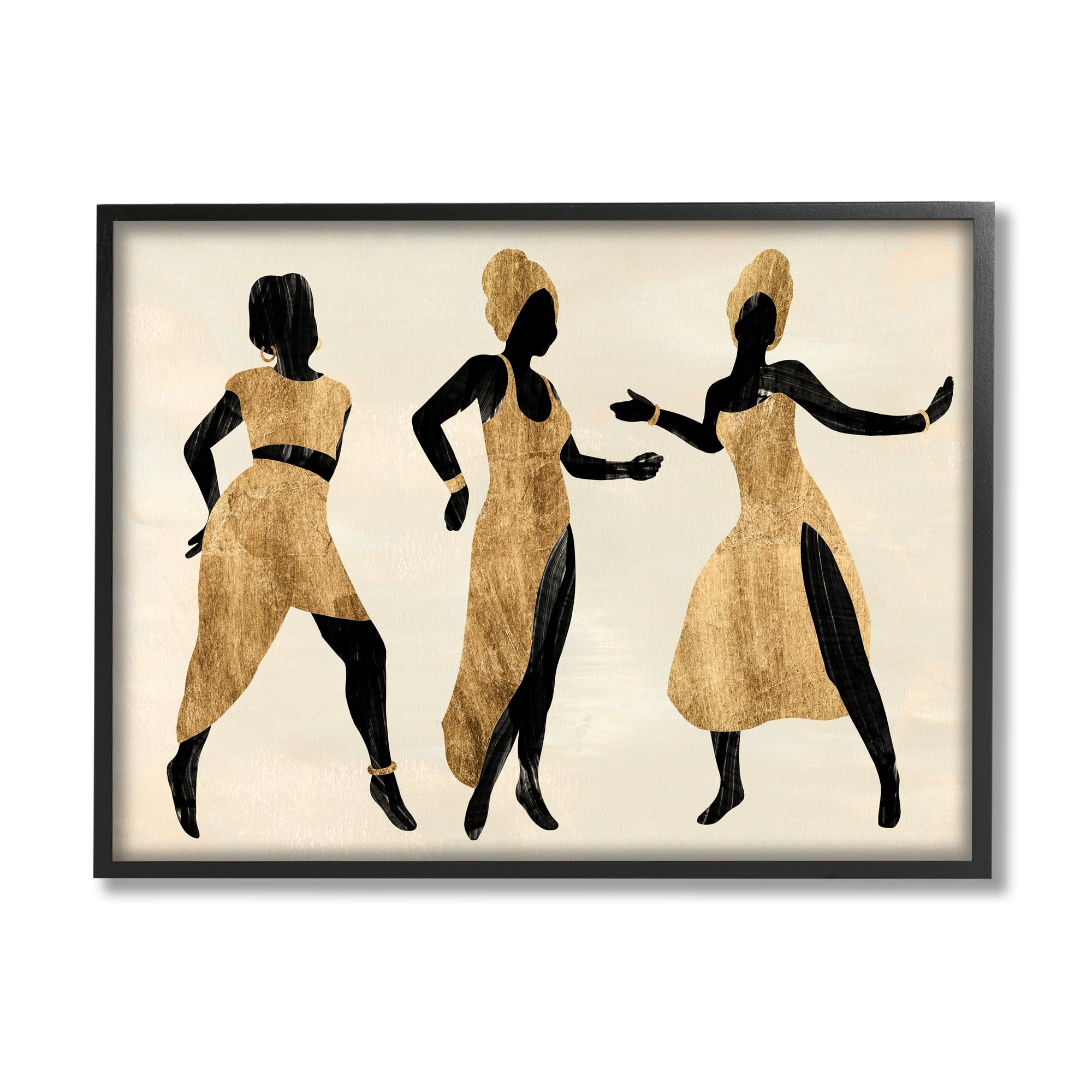 Stupell Home Décor Powerful Women Dancing African Glam Fashion Black Beige, 16 x 20, Designed by Annie Warren, Black Frame