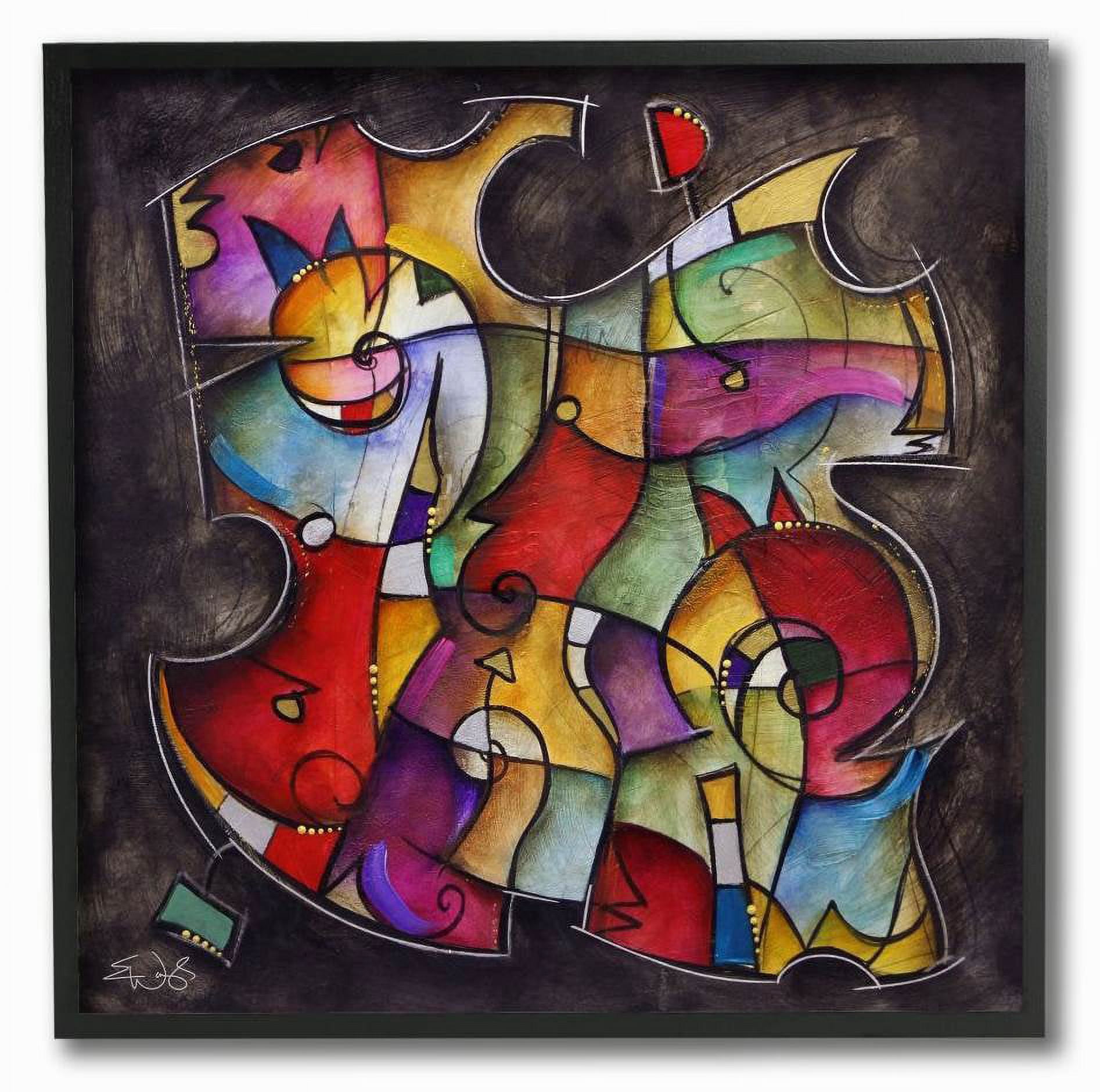 Stupell Industries Colorful Geometry Abstract Distressed Texture Painting Framed Wall Art by Eric Waugh