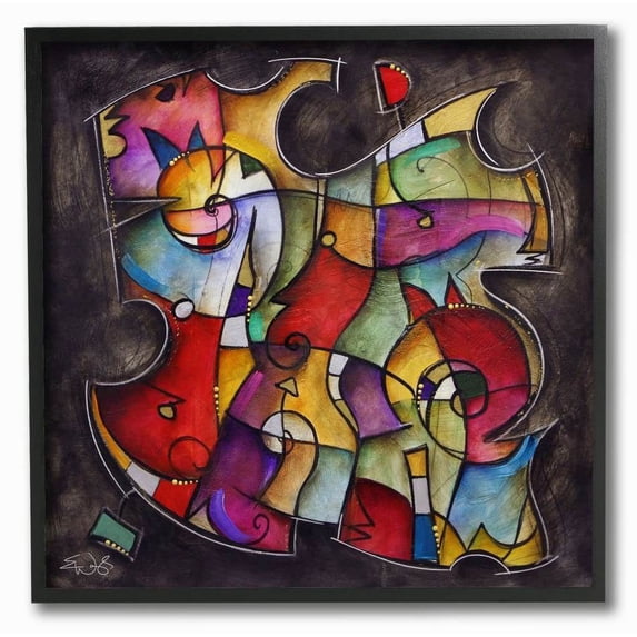 Stupell Industries Colorful Geometry Abstract Distressed Texture Painting Framed Wall Art by Eric Waugh