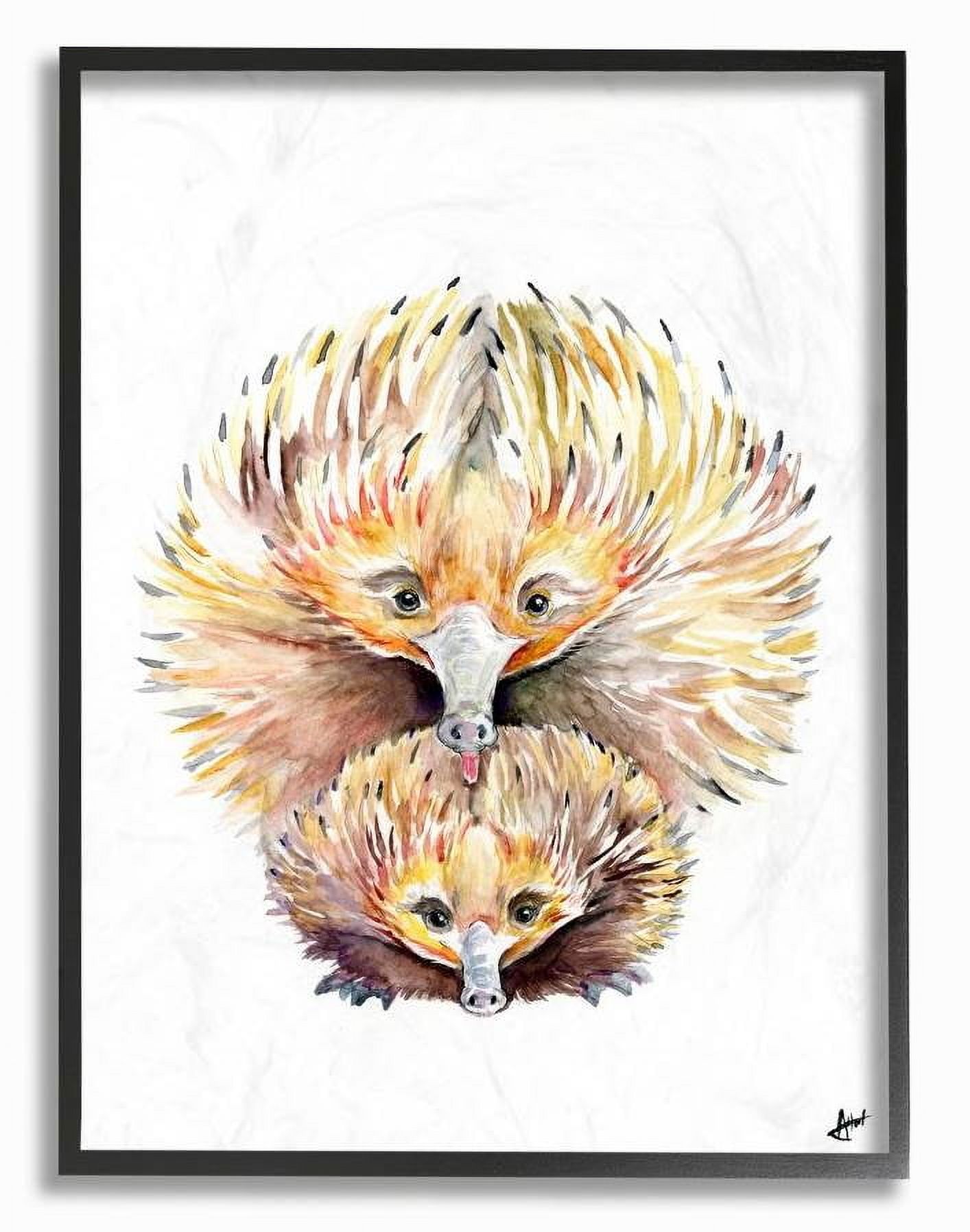 Stupell Industries Cute Echidna Family Animal Watercolor Painting Framed Wall Art by Marc Allante