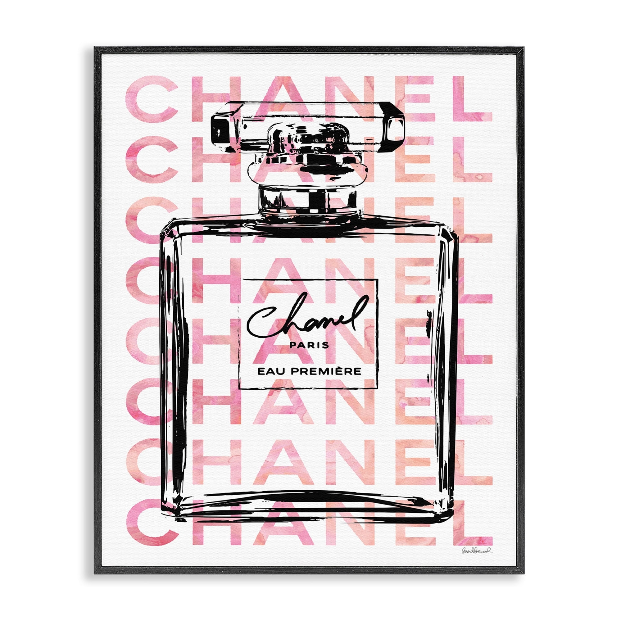 Glam Perfume Bottle Pink and Black Canvas Print