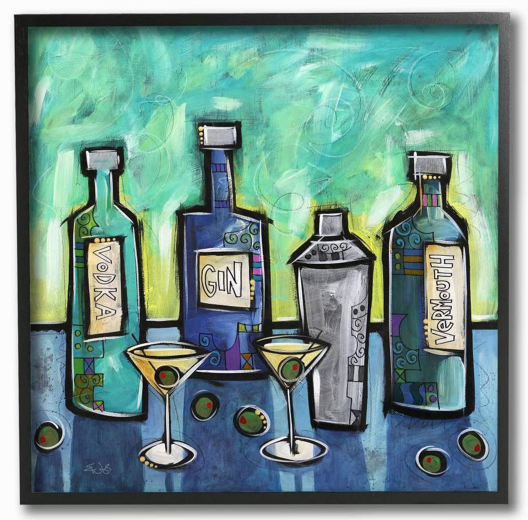 Stupell Industries Martini Mixings Blue Green Modern Painting Framed Wall Art by Eric Waugh