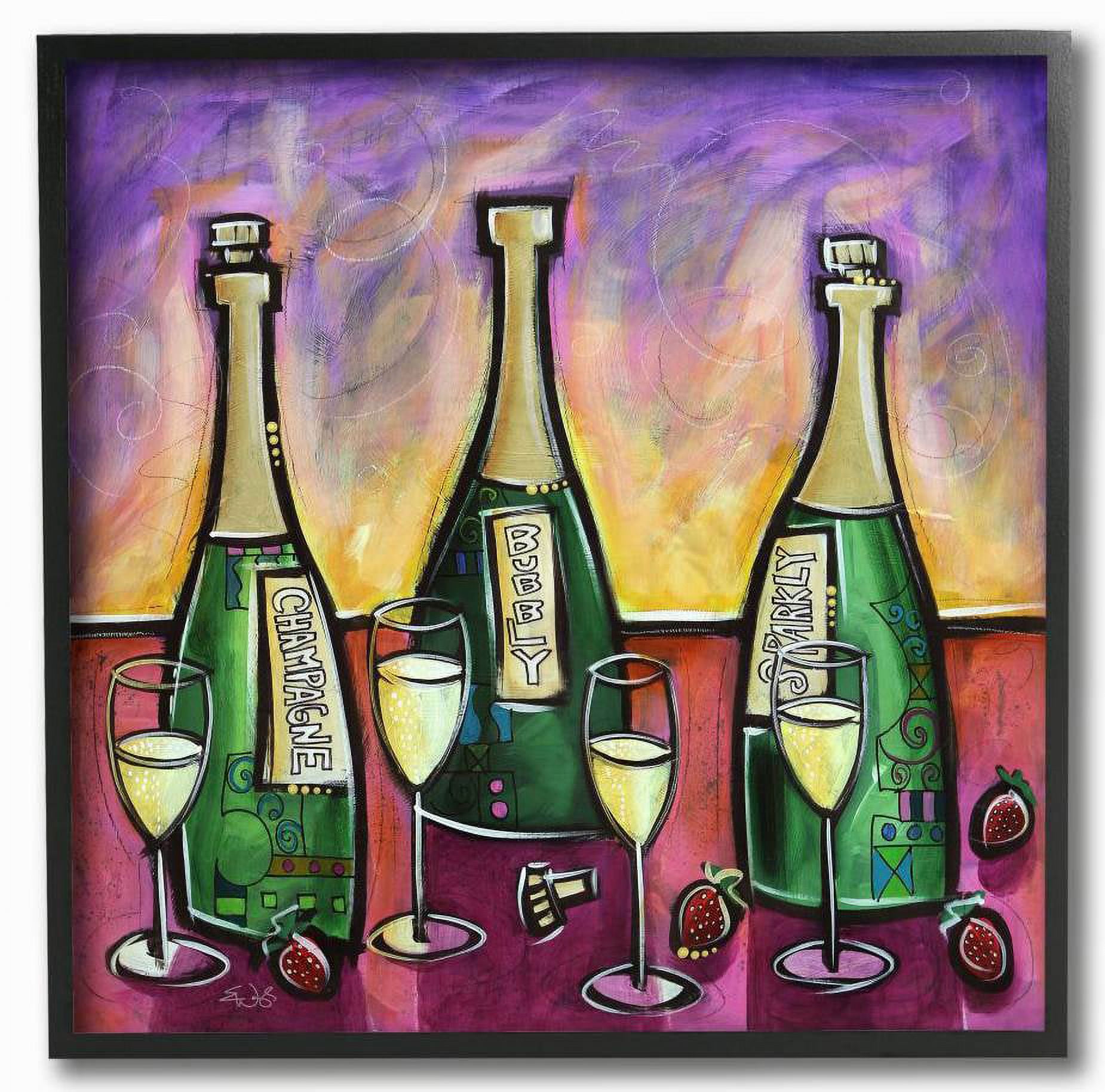 Stupell Industries Modern Colorful Champagne Purple Green Painting Framed Wall Art by Eric Waugh