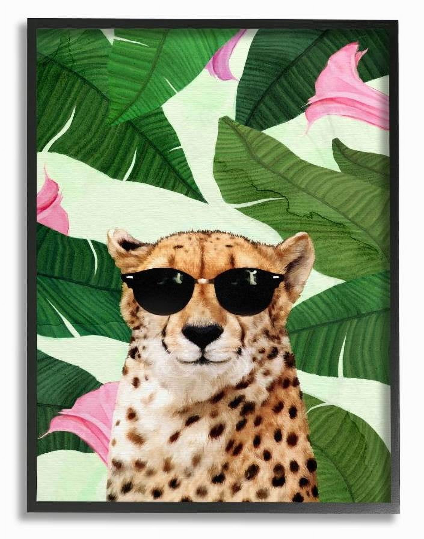 Stupell Industries Fashion Cheetah Funny Flower Tropical Painting Framed Wall Art by Ziwei Li
