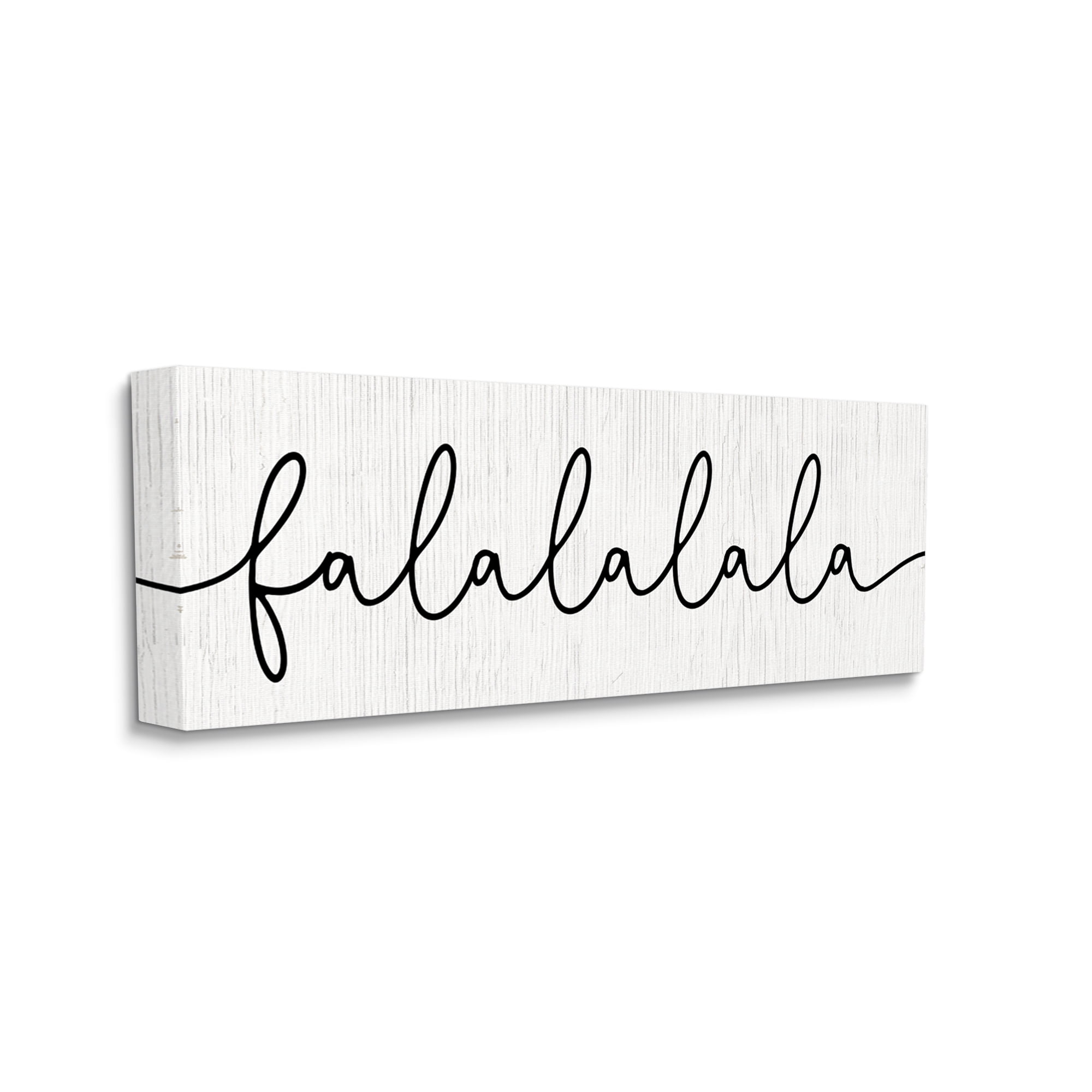 Stupell Industries Falalalala Holiday Phrase Minimal Black White Text Canvas Design by Daphne Polselli
