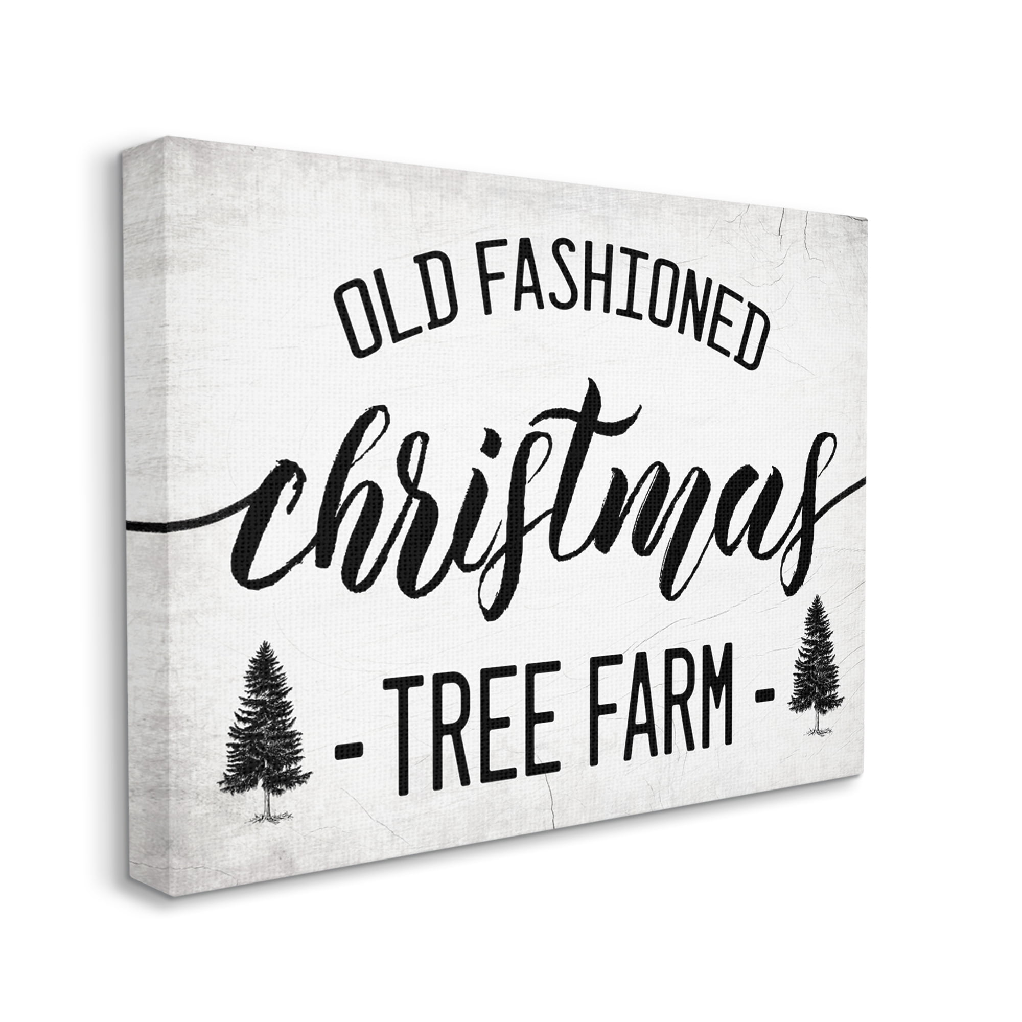 Stupell Industries Rustic Minimal Christmas Tree Farm Black White Canvas Design by Daphne Polselli