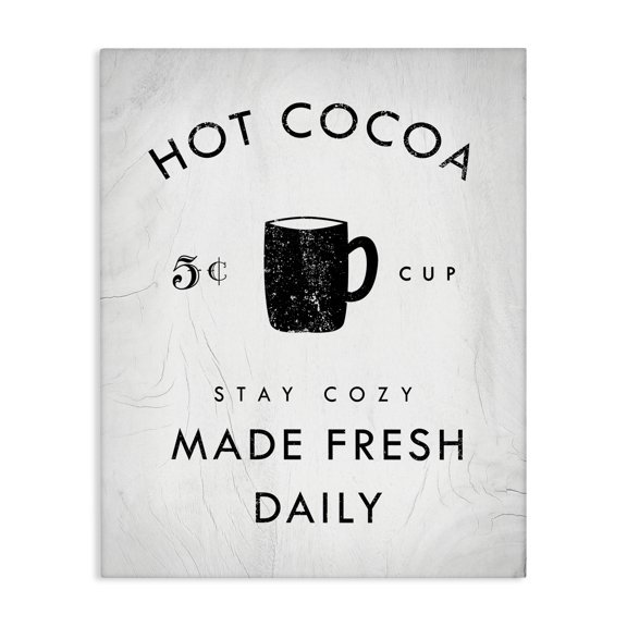 Stupell Industries Rustic Lodge Vintage Hot Cocoa Sign Canvas Art, 16 x 20, by Lil' Rue