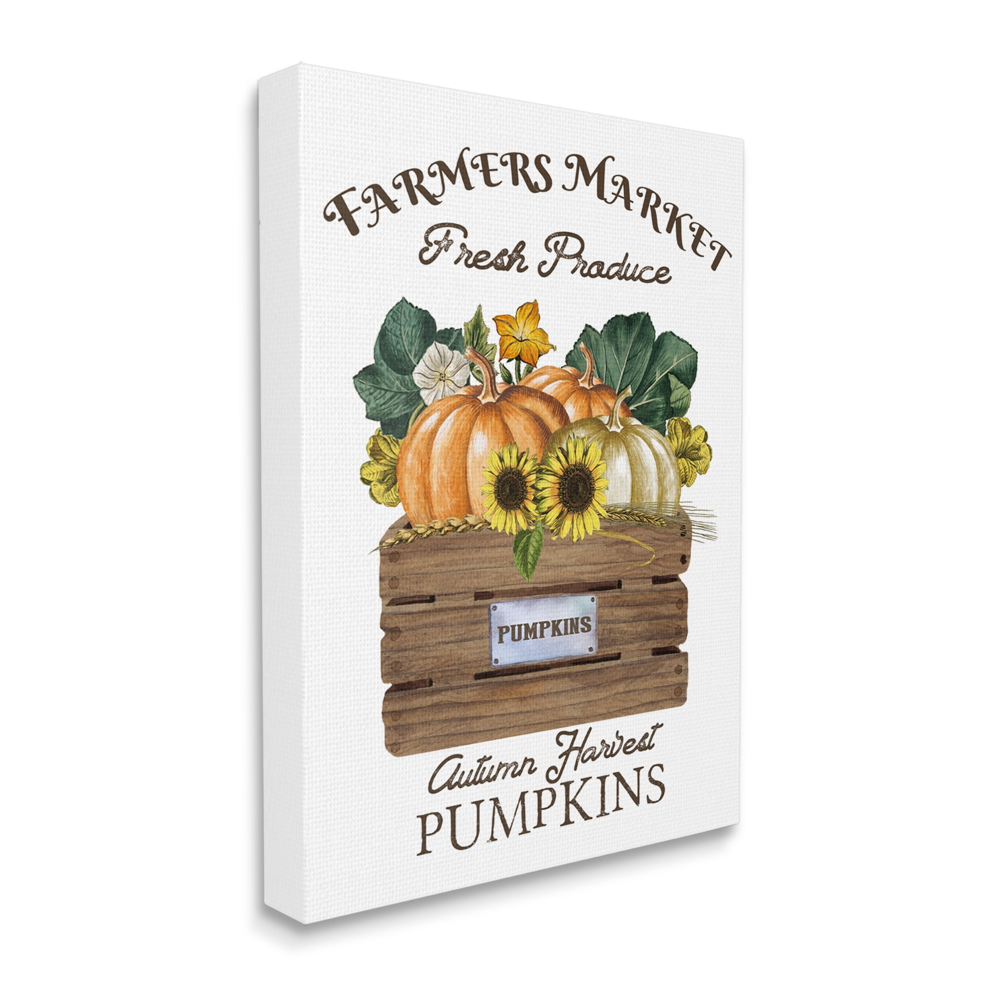 Stupell Industries Farmers Market Autumn Harvest Charming Pumpkin Canvas Design by Deborah Brown