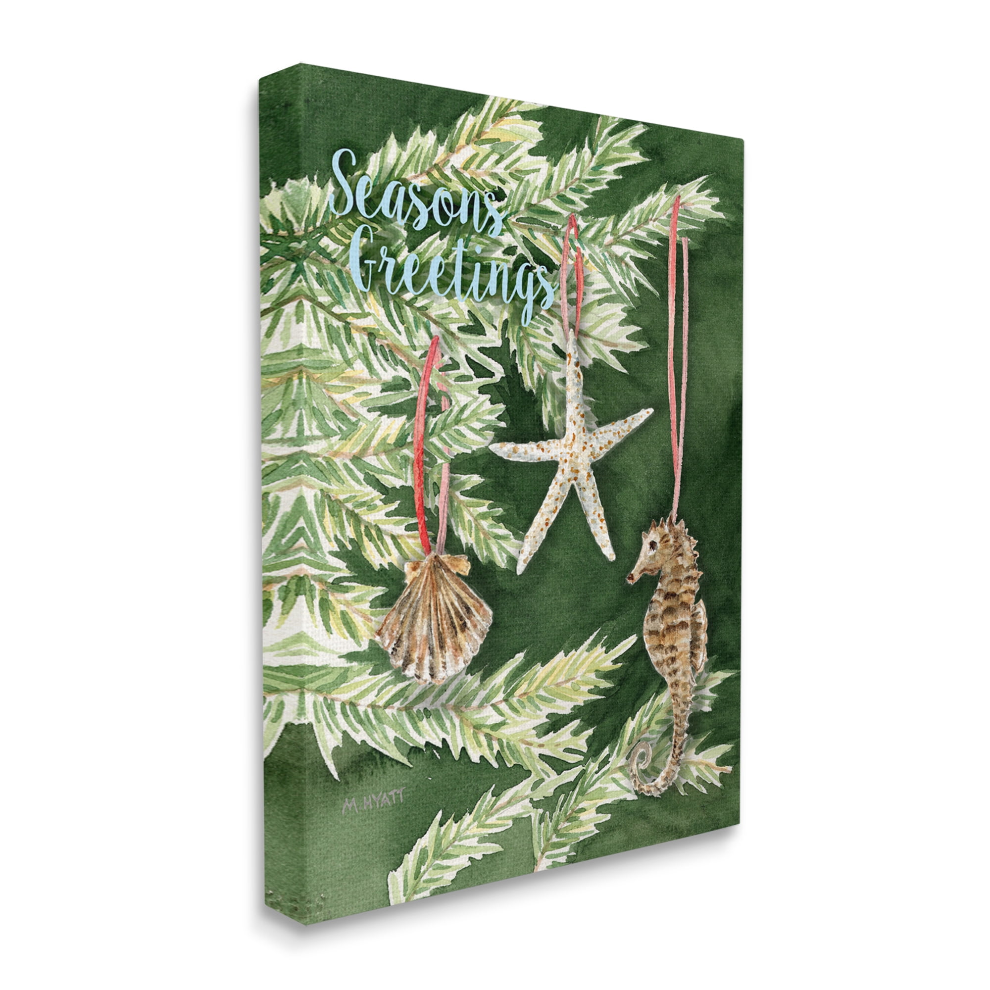 Stupell Industries Season's Greetings Nautical Christmas Tree Seashells Canvas Design by Melissa Hyatt LLC