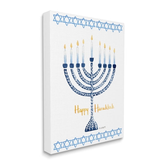 Stupell Industries Happy Hanukkah Winter Holiday Festive Menorah Canvas Design by Melissa Hyatt LLC