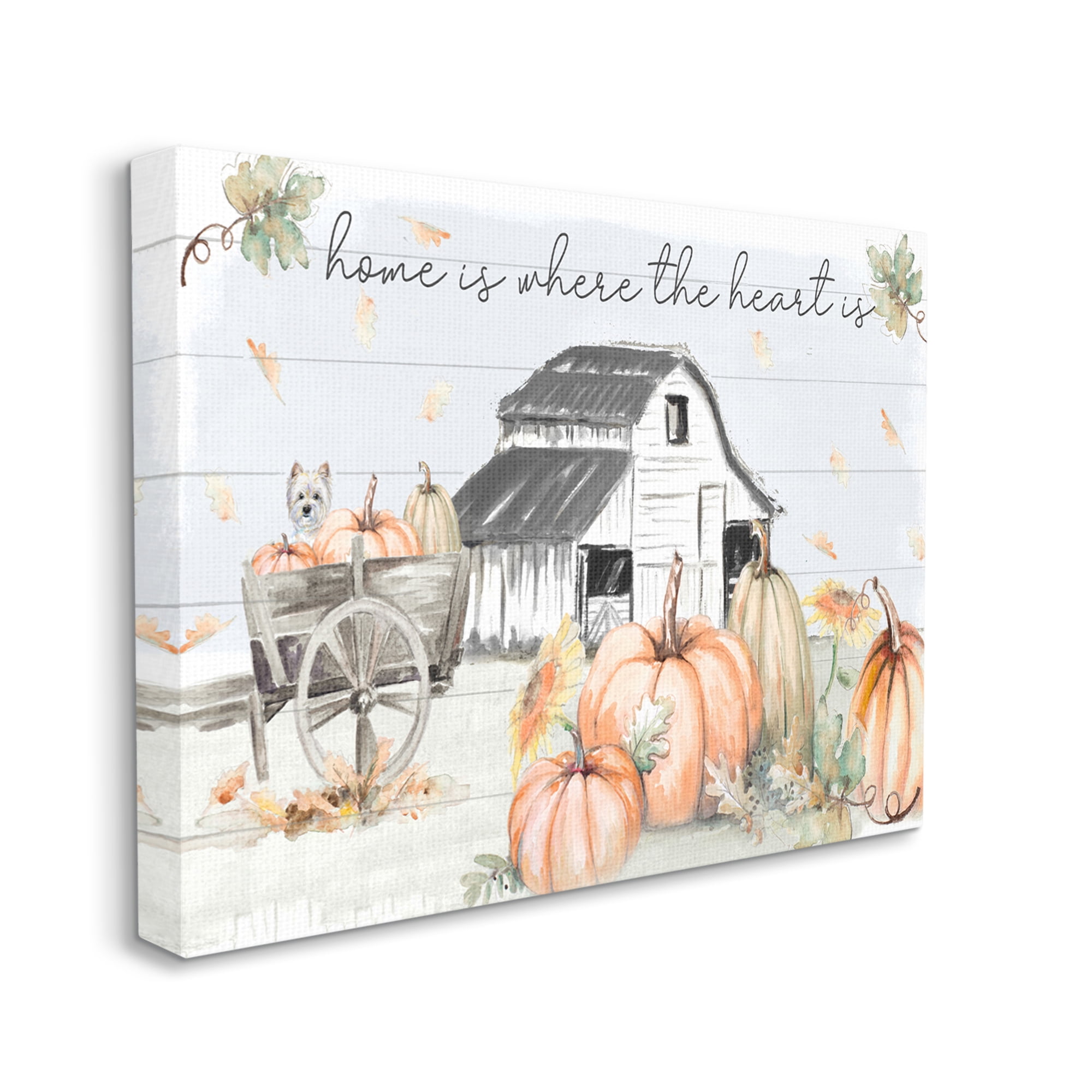 Stupell Industries Autumn Farm Harvest Home and Heart Phrase Canvas Design by Patricia Pinto