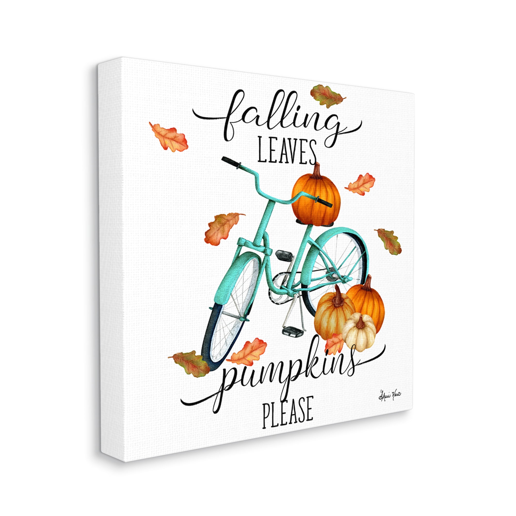 Stupell Industries Falling Leaves Pumpkins Please Autumn Bicycle Canvas Design by Sheri Hart