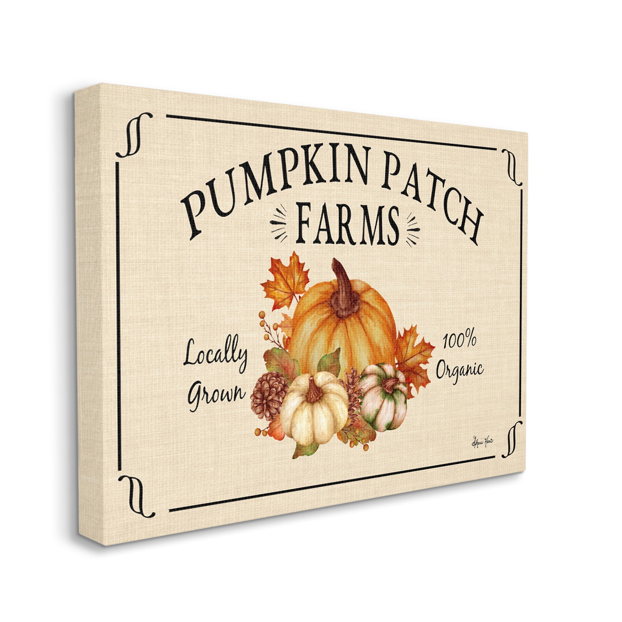 Stupell Industries Traditional Pumpkin Patch Farm Sign Tan Orange Canvas Design by Sheri Hart