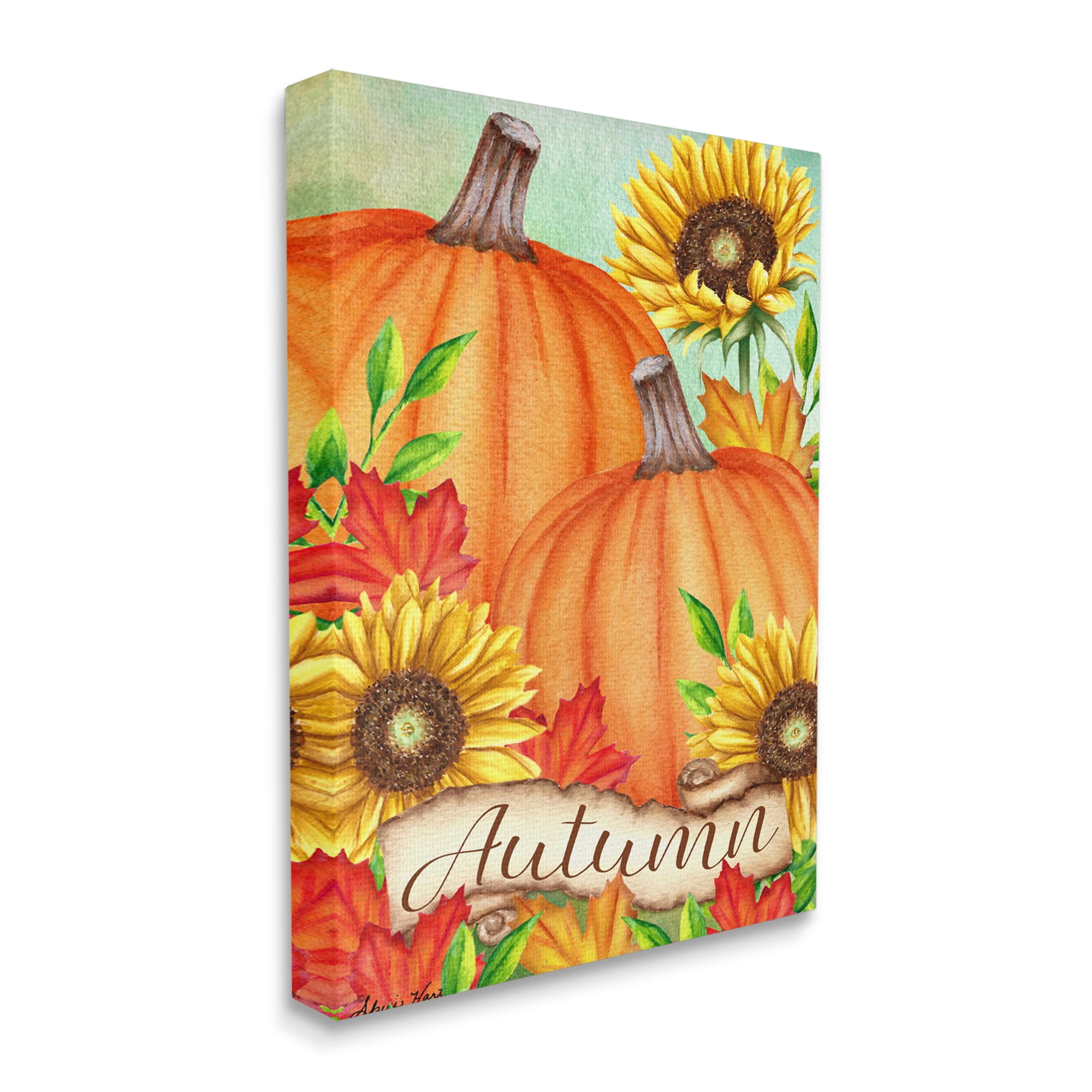 Autumn Pumpkins and Sunflowers Canvas Wall Art, 17" x 21"