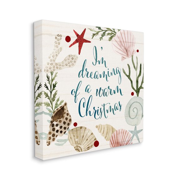 Stupell Industries Dreaming of Warm Christmas Nautical Beach Holiday Canvas Design by Victoria Barnes