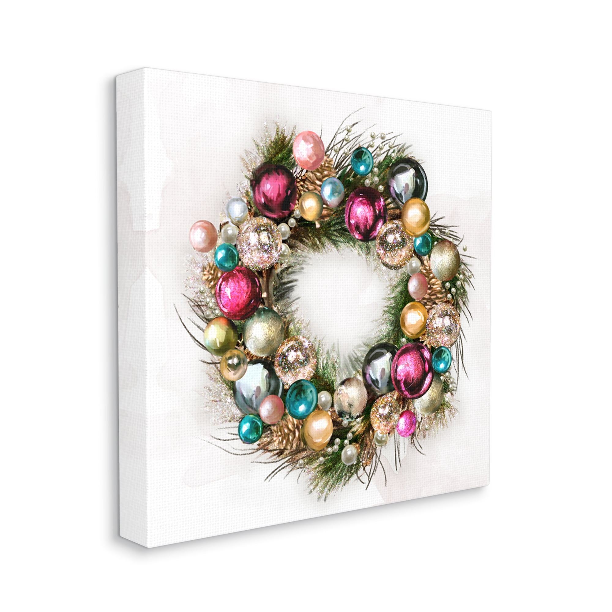 Stupell Industries Festive Ornamental Wreath Minimal Christmas Charm Canvas Design by Ziwei Li