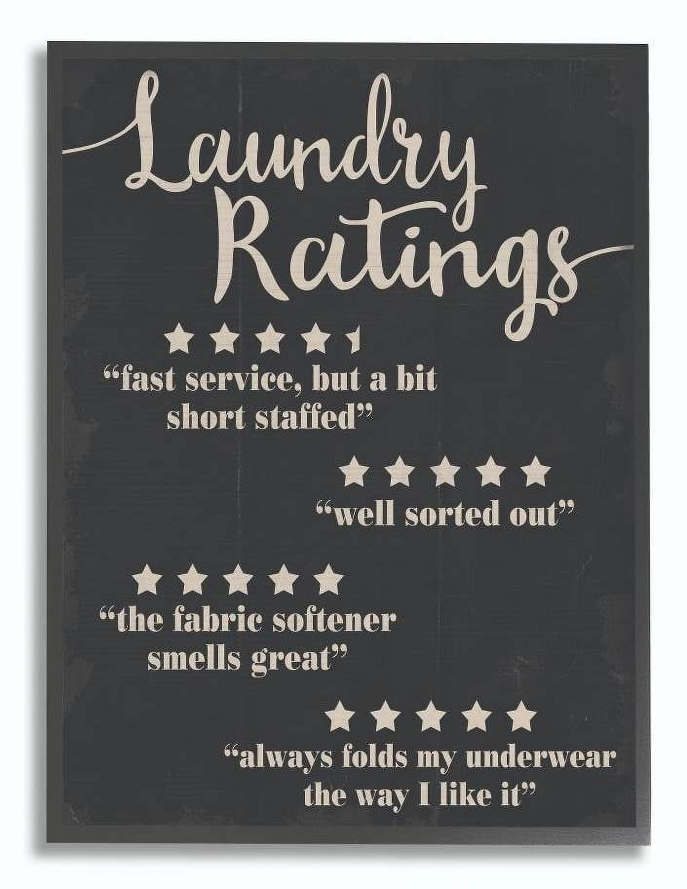 Stupell Industries Laundry Rating Five Star Bathroom Black Funny Word Design Framed Wall Art by Daphne Polselli