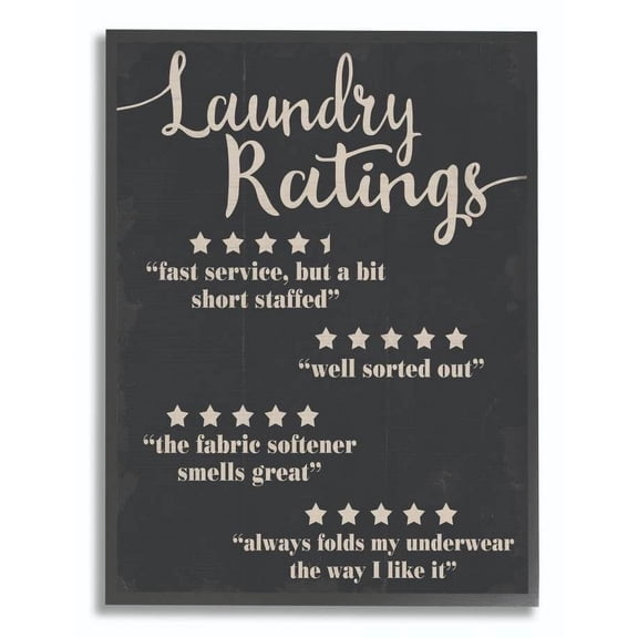 Stupell Industries Laundry Rating Five Star Bathroom Black Funny Word Design Framed Wall Art by Daphne Polselli