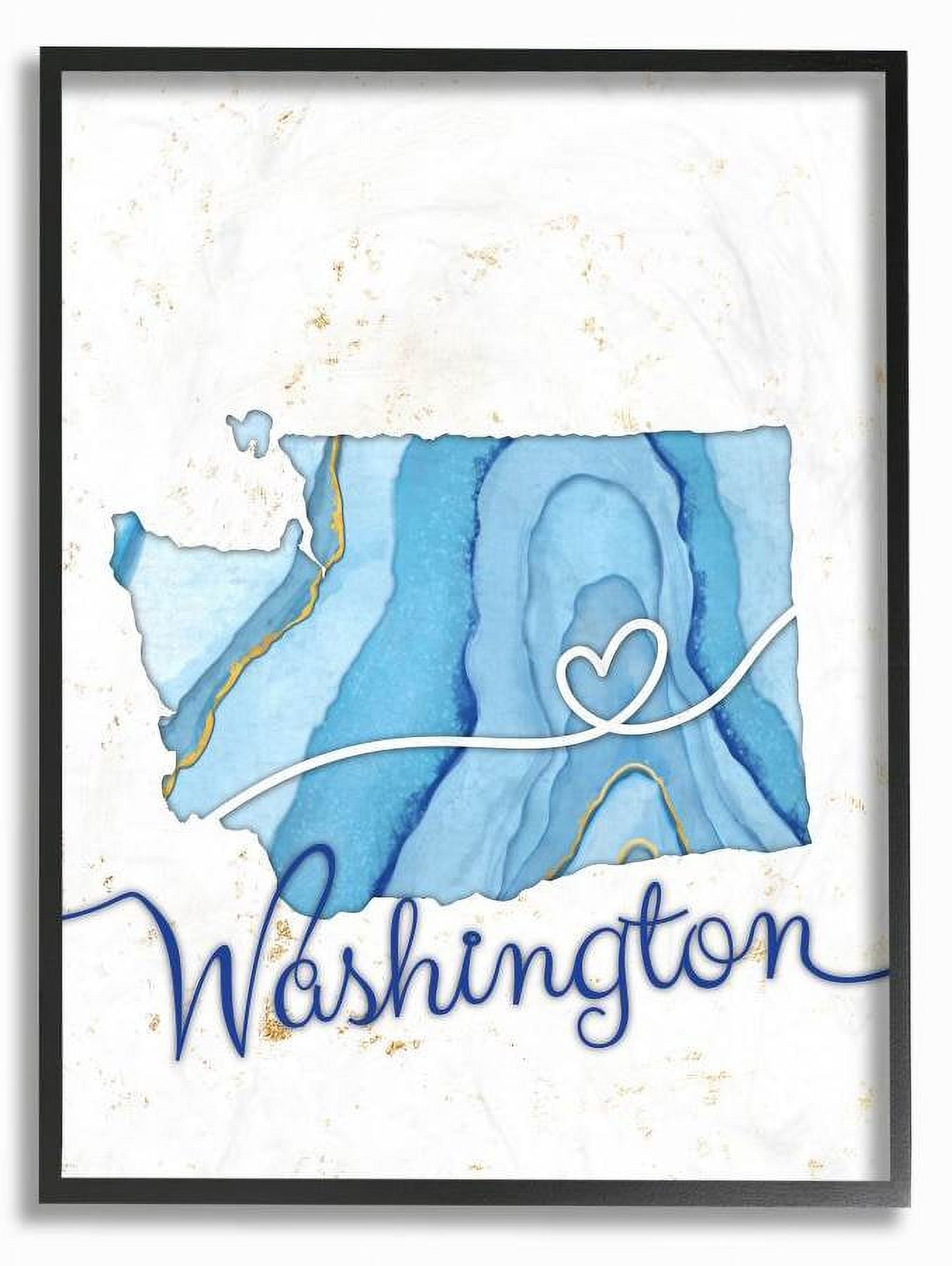Stupell Industries Washington Agate Blue US State Design Framed Wall Art by Ziwei Li