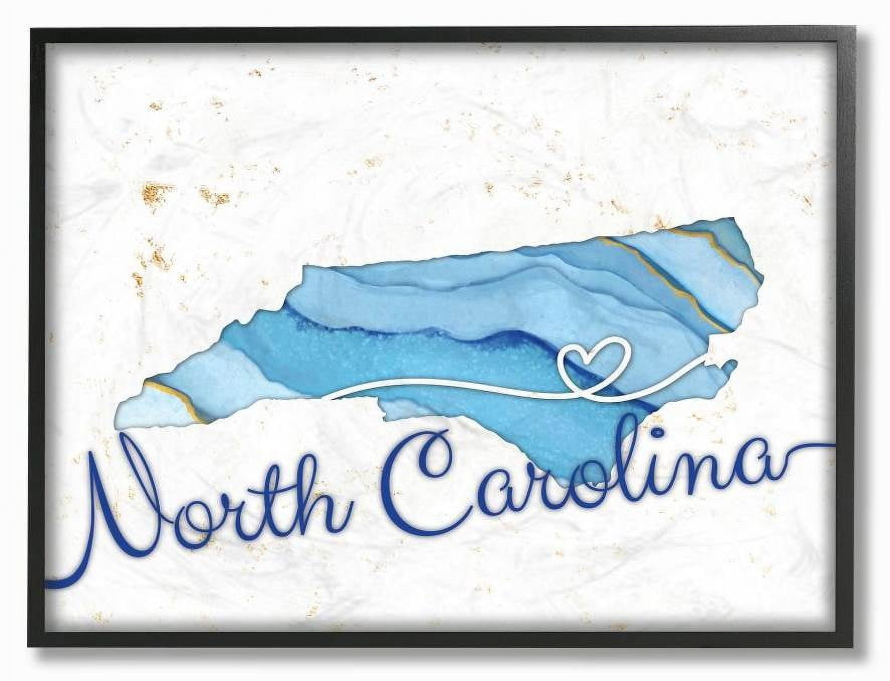 Stupell Industries North Carolina Agate Blue US State Design Framed Wall Art by Ziwei Li
