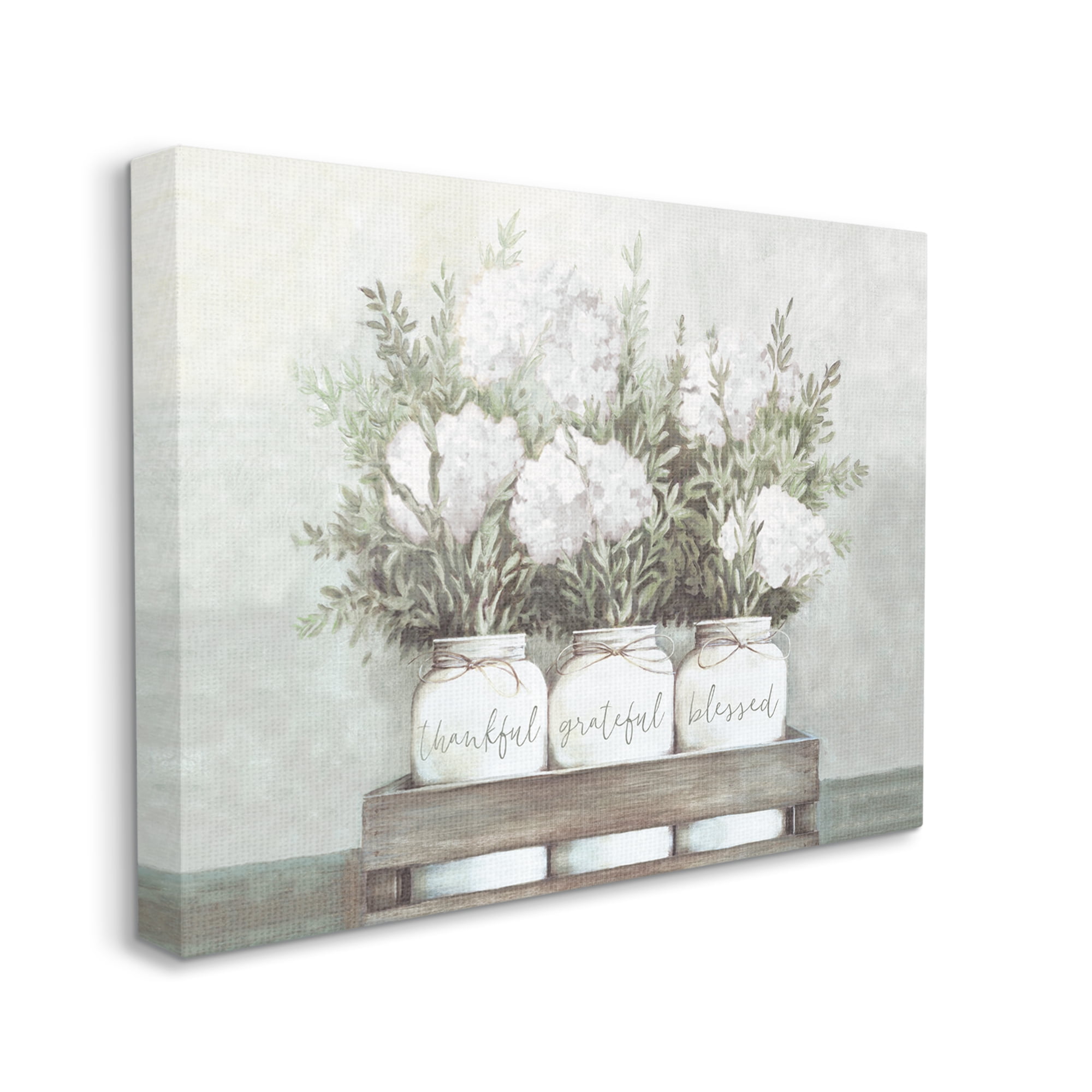 Stupell Home Décor Pristine Hydrangea Bouquets Thankful Grateful Blessed Sentiment, 30 x 40, Designed by Dogwood Portfolio