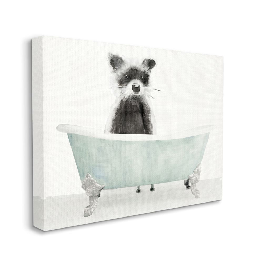 Stupell Home Décor Raccoon in a Tub Funny Animal Bathroom Drawing Canvas Wall Art by Stellar Studio