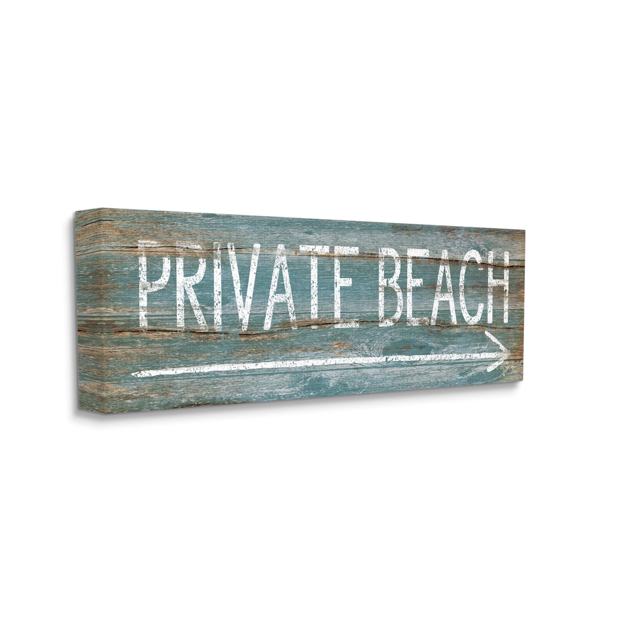 Stupell Home Décor Rustic Distressed Private Beach Sign Right Arrow Direction, 20 x 48, Designed by Jennifer Pugh