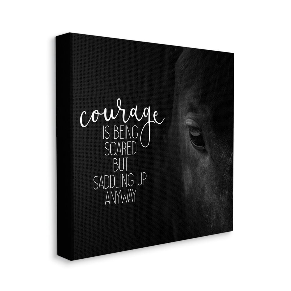 Stupell Home Décor Saddle Courage Horse Farm Inspiring Word Design Canvas Wall Art by Kim Allen