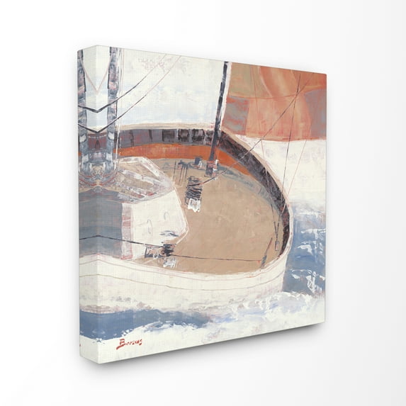 Stupell Home Décor Sailboat Waves Ocean Sea Pink Blue Beach Painting Canvas Wall Art by Third and Wall