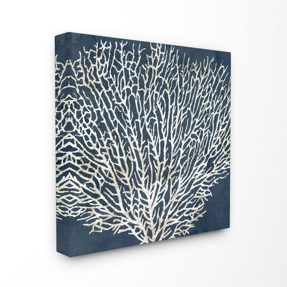 Stupell Home Décor Sea Coral Ocean Life Silhouette White Blue Design Canvas Wall Art by Main Line Studio